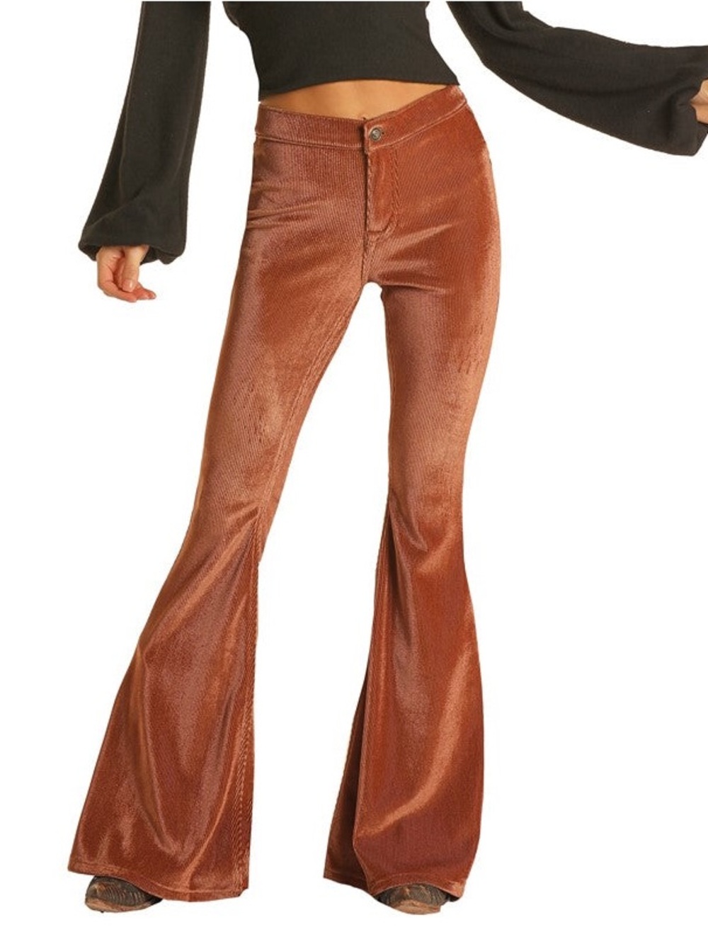 Rock & Roll Denim Women's Corduroy Bell Bottom Copper Pants | Size 28x30